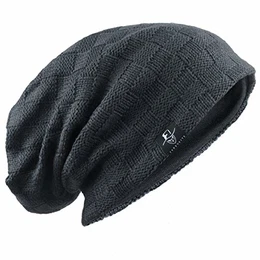 Ruphedy Herren Beanie Mütze Long Oversized Slouch Strickmütze B411 (B5021-Dunkelgrau)
