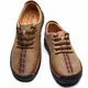 KEENPACE Herren Flach Mokassins Outdoor Trekking-Schnürschuhe aus Leder Lässiger Fahrschuh Halbschuhe Weiche Schuhe Leicht Bootsschuhe Loafer Freizeit Khaki 43 EU