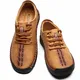 KEENPACE Herren Flach Mokassins Outdoor Trekking-Schnürschuhe aus Leder Lässiger Fahrschuh Halbschuhe Weiche Schuhe Leicht Bootsschuhe Loafer Freizeit Braun 43 EU