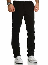 Herren Regular Slim Stretch Chino Hose Fit R7019 Schwarz W32/L32