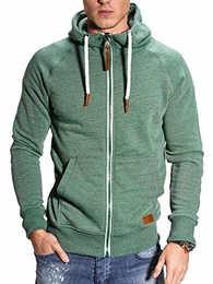 REHYPE Herren Basic Sweat-Jacke Hoodie Sweat-Shirt mit Kordel und Kapuze SW-991 Grün M