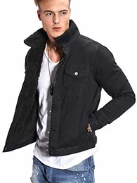 REHYPE Herren Jeansjacke Teddy-Fell Denim Jacke K-660 Schwarz M