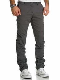 Herren Regular Slim Stretch Chino Hose Fit R7019 Dunkelgrau W32/L32