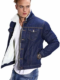 REHYPE Herren Jeansjacke Teddy-Fell Denim Jacke K-660 Blau M