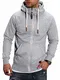 REHYPE Herren Basic Sweat-Jacke Hoodie Sweat-Shirt mit Kordel und Kapuze SW-991 Hellgrau M