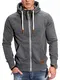 REHYPE Herren Basic Sweat-Jacke Hoodie Sweat-Shirt mit Kordel und Kapuze SW-991 Dunkelgrau M