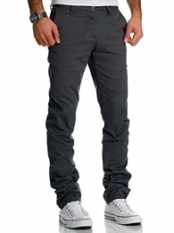 Herren Regular Slim Stretch Chino Hose Fit R7019 Anthrazit W32/L32