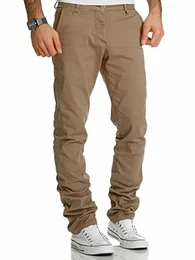 Herren Regular Slim Stretch Chino Hose Fit R7019 Beige W32/L32