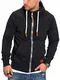 REHYPE Herren Basic Sweat-Jacke Hoodie Sweat-Shirt mit Kordel und Kapuze SW-991 Schwarz M