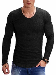 REHYPE Herren V-Neck Pullover Feinstrick Sweatshirt Longshirt Pulli PU-772 Schwarz M