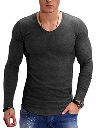 REHYPE Herren V-Neck Pullover Feinstrick Sweatshirt Longshirt Pulli PU-772 Dunkelgrau M