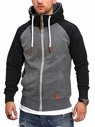 Herren Sweatjacke Hoodie Zip-Jacke Kapuzenpullover MT-7681 [Dunkelgrau,