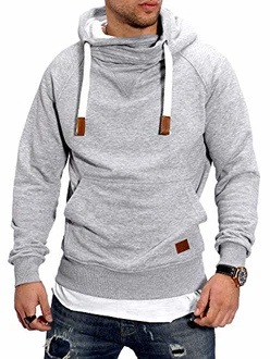 Rello & Reese Herren Hoodie High-Neck Kapuzenpullover Basic Sweatshirt (MT-7440)