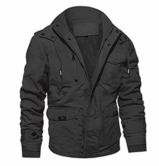 MAGCOMSEN Herren Militär Winterjacke Übergangsjacke mit Abnehmbarer Kapuze Bomberjacke Bikerjacke Parka mit Innenfleece Grau MAGCOMSEN Herren Militär Winterjacke Übergangsjacke mit Abnehmbarer Kapuze Bomberjacke Bikerjacke Parka mit Innenfleece Grau