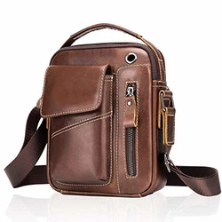 MANNUOSI Herren Schultertaschen Crossbody Tasche Braun