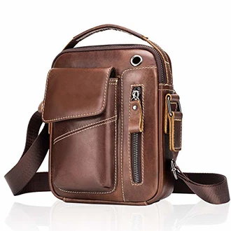 MANNUOSI Herren Schultertaschen Crossbody Tasche Braun
