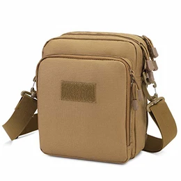 Taktische Umhängetasche Militär Schultertasche Wasserdicht Messenger Bag Molle Zubehör Tasche für Herren Arbeit Business Outdoor, Braun