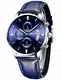 MEGALITH Herrenuhr Militär Blau Chronographen Sport Wasserdicht Leder Armbanduhr Design Business Datum Modisch Analog Uhren