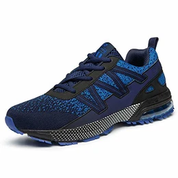 Herren Laufschuhe Fitness straßenlaufschuhe Sneaker Sportschuhe atmungsaktiv rutschfeste Mode Freizeitschuhe(qm.Blau,42 EU)