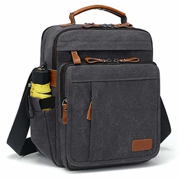 Umhängetasche Herren Schultertasche 13 Zoll kleine Herrentasche Kuriertasche aus Canvas für Arbeit Schule Reise