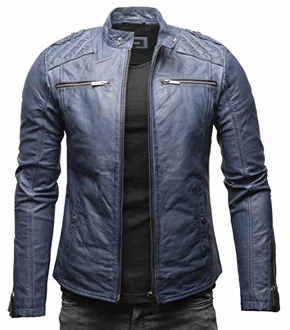Crone Meo Herren Lederjacke Cleane Basic Echtleder Jacke
