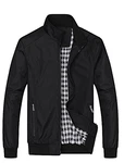 FTCayanz Herren Bomberjacke Übergangsjacke mit Stehkragen Jacke Kurz Mantel für Business Freizeit Schwarz