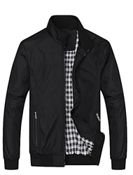 FTCayanz Herren Bomberjacke Übergangsjacke mit Stehkragen Jacke Kurz Mantel für Business Freizeit Schwarz