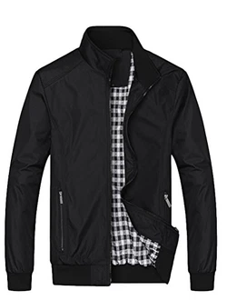 FTCayanz Herren Bomberjacke Übergangsjacke mit Stehkragen Jacke Kurz Mantel für Business Freizeit