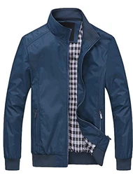 FTCayanz Herren Bomberjacke Übergangsjacke mit Stehkragen Jacke Kurz Mantel für Business Freizeit Blau
