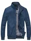 FTCayanz Herren Bomberjacke Übergangsjacke mit Stehkragen Jacke Kurz Mantel für Business Freizeit Blau M