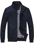 FTCayanz Herren Bomberjacke Übergangsjacke mit Stehkragen Jacke Kurz Mantel für Business Freizeit Dunkelblau
