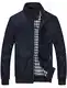 FTCayanz Herren Bomberjacke Übergangsjacke mit Stehkragen Jacke Kurz Mantel für Business Freizeit Dunkelblau M