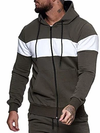 Herren Pullover Zip Jacke Sweatshirt Longsleeve Langarm Hoodie Modell H-1268 Grau Weiss M
