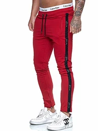 Herren Jogging Hose Jogger Streetwear Sporthose Modell KO-13105-JG Rot Schwarz M