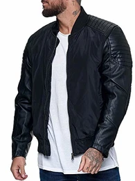 Herren Winterjacke Mantel Lederjacke Jacke Übergangsjacke Steppjacke Modell LJ-1018 Schwarz M