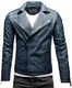 Crone Theo Herren Lederjacke Basic Biker Jacke aus weichem Rindsleder (L, Steel Blue (Rindsleder))