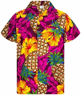King Kameha Funky Hawaiihemd Kurzarm Pineapple Hibiscus