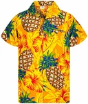 King Kameha Funky Hawaiihemd Kurzarm Pineapple Hibiscus Gelb