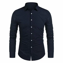 Langarmhemd Herren Party Shirt Freizeithemd Kent Kragenhemd(Dunkelblau,M)