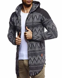 Herren Sweatjacke Lange Freizeitjacke mit Kapuze Schwarze Übergangsjacke Basic Hoodie für Männer Kapuzenjacke Sweater Schwarz Medium