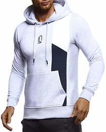 Gym Herren Fitness Langarmshirt Kapuzenshirt Slim Fit Männer Fitness Trainingsshirt Hoodie T-Shirt Sportshirt Laufshirt Bekleidung für Bodybuilding Training LN8345 Grau-Dunkel Blau Medium