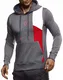 Leif Nelson Gym Herren Fitness Langarmshirt Kapuzenshirt Slim Fit Männer Fitness Trainingsshirt Hoodie T-Shirt Sportshirt Laufshirt Bekleidung für Bodybuilding Training LN8345 Anthrazit-Rot Medium