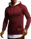 Leif Nelson Herren Kapuzenpullover Slim Fit Baumwolle-Anteil weißer Herren Hoodie-Sweatshirt-Pulli Langarm schwarzer Pullover-Shirt mit Kapuze LN8153 Bordeaux Medium