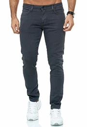 Herren Jeans Hose Slim-Fit Röhrenjeans Denim Colored Anthrazit W32 L32