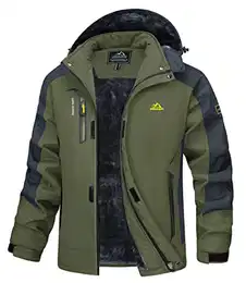 Winterjacke Herren Outdoor Kapuzenjacke Atmungsaktiv Schneejacke Männer Softshelljacke Wasserdicht Arbeitsjacke Warm Regenjacke Armeegrün M