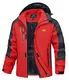 MAGCOMSEN Ski Jacke Herren Wasserabweisend Outdoorjacke Warm Winterjacke Snowboardjacke Softshell Fleecejacke Wasserdicht Trekkingjacke für Camping Ski Sport Rot M
