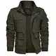 EKLENTSON Herren Übergangsjacke Cargo Arbeitsjacke Outdoorjacke mit Stehkragen und Multitaschen, (Armeegrün, 3XL)