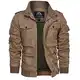 EKLENTSON Herren Arbeitjacke Workwear Outdoor Jacke Windbreaker Futter Ripp-Kragen mit Multitaschen, (Khaki, M)