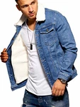 Rello & Reese Herren Jeansjacke mit Teddyfell Jacke M-4111 Dunkelblau (M-4111)