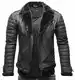 Crone Naik Herren Biker Lederjacke Echtleder Shearling Jacke mit Fellbesatz (M, Matt Schwarz (Rindsleder))